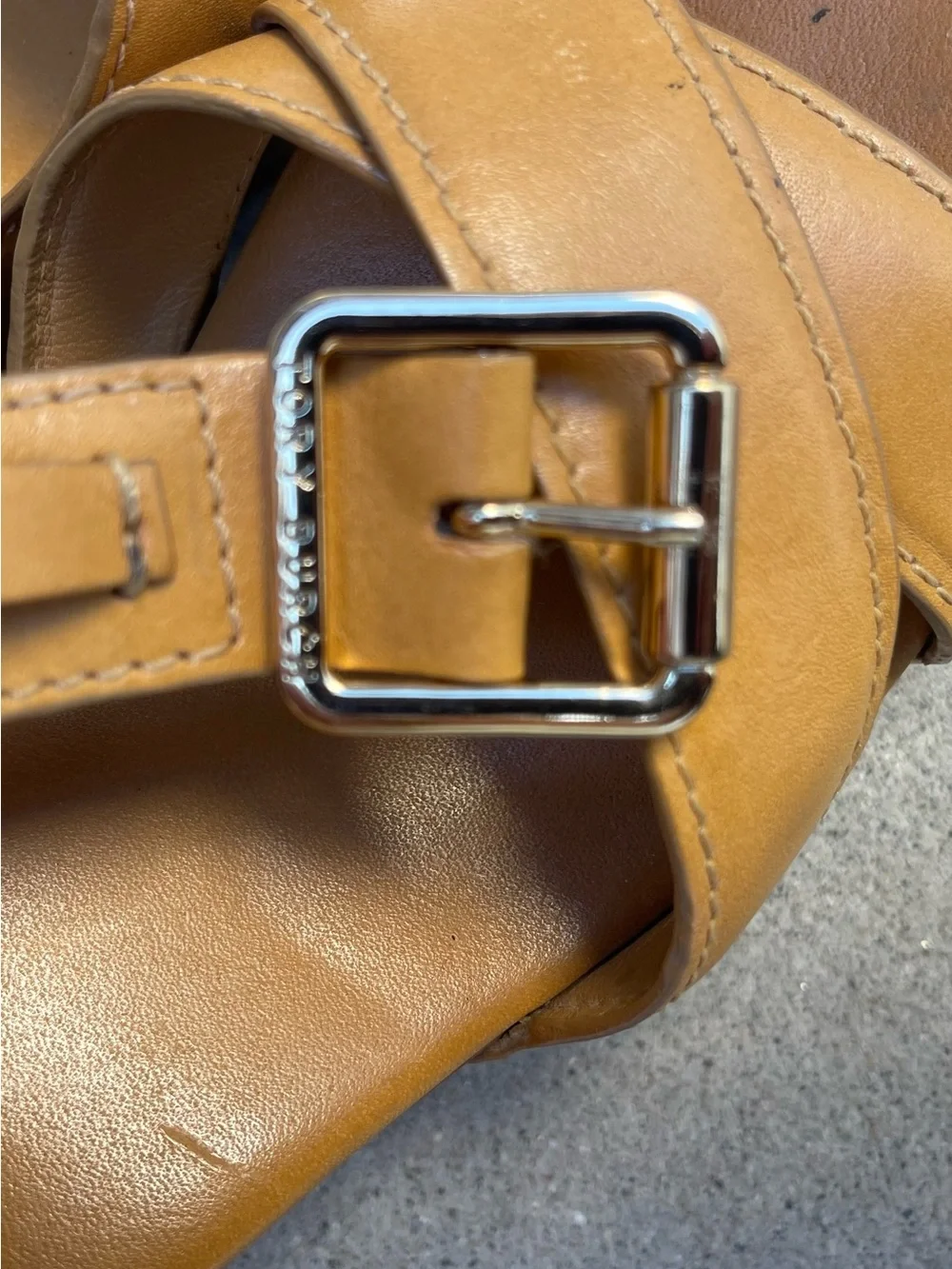 Tory Burch Almita Tan Leather Wedge Sandals 7.5